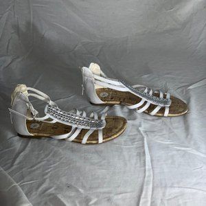 Zip on Light brown,Rhinestone, Open toed Sandals